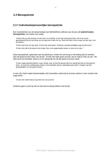 Kwaliteit van de arbeid van kamermeisjes - eindrapport - Guidea