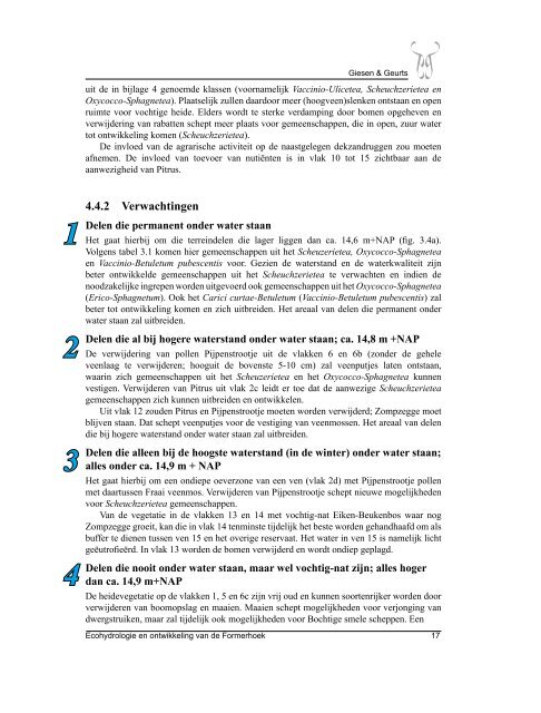 Ecohydrologie en ontwikkeling van de Formerhoek - Giesen & Geurts