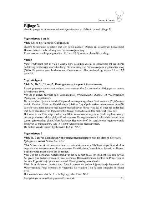 Ecohydrologie en ontwikkeling van de Formerhoek - Giesen & Geurts