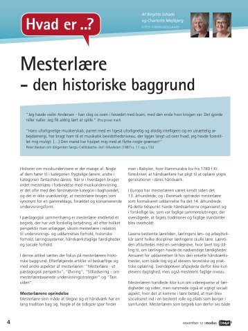 Mesterlære - den historiske baggrund. Charlotte Mejlbjerg, Birgitte ...