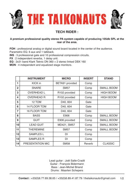 Tech Rider Stage Plan The Taikonauts