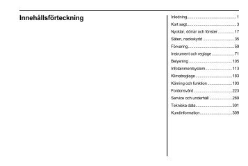 Innehållsförteckning - Chevrolet