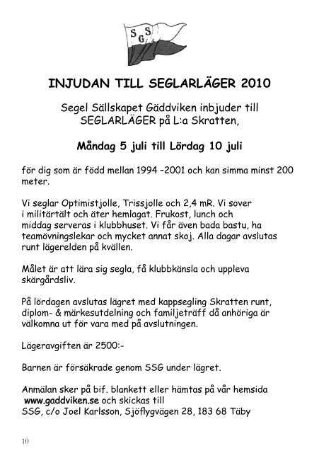 Gäddviket nr.2 2010 - Segel Sällskapet Gäddviken