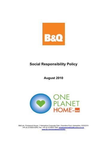 View our Social Responsibility Policy PDF - B&Q