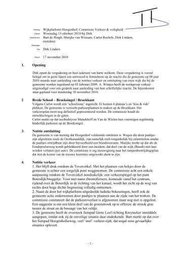 Cie V&V Notulen 2010-10-13.pdf - Wijkplatform Hoogenhof