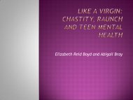 Like a Virgin: Chastity, Raunch and Teen Mental Health