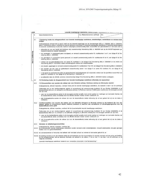Verordening (EG) nr. 2074/2005 - Favv