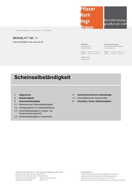 Nr. 11 Scheinselbständigkeit