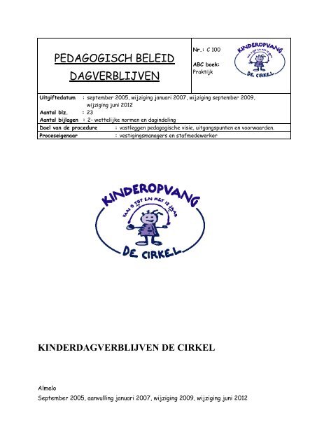 pedagogisch beleidsplan kinderopvang pedagogisch beleidsplan kinderopvang