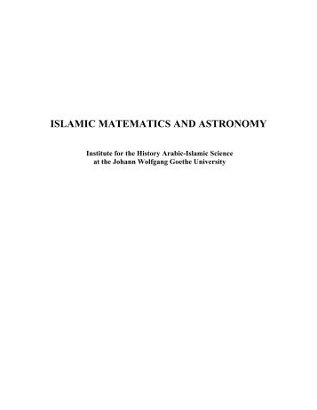 ISLAMIC MATEMATICS AND ASTRONOMY