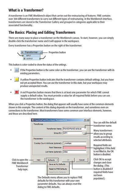 FME® Workbench Transformers Quick-Reference ... - Consortech