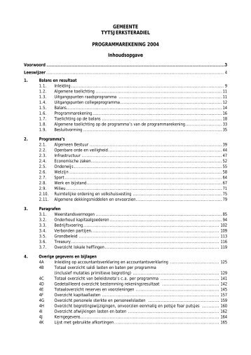 GEMEENTE TYTSJERKSTERADIEL PROGRAMMAREKENING ...