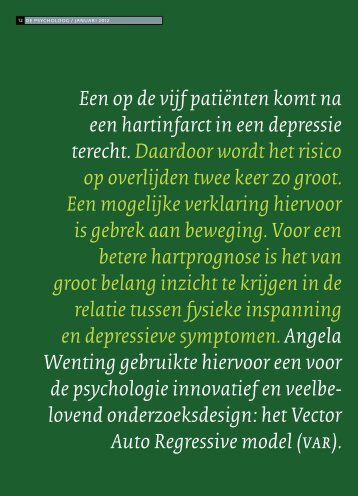 Een op de vijf patiënten komt na een hartinfarct in een depressie ...