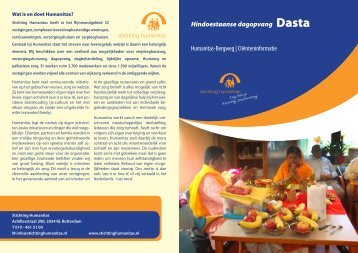 Folder Hindoestaanse Dagopvang Dasta - Stichting Humanitas