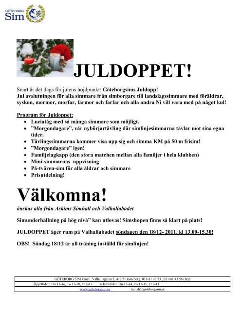 JULDOPPET! Välkomna! - Göteborg Sim