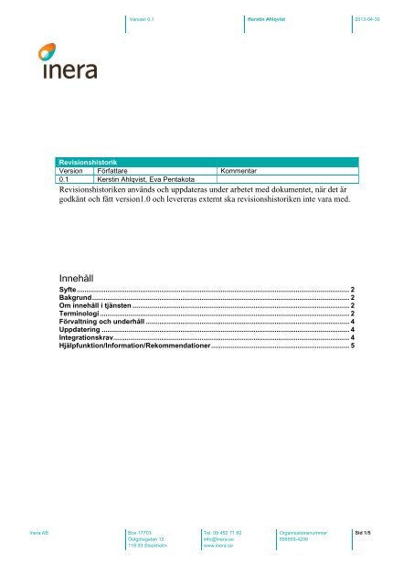 Verksamhetshandledning BIKT 0.2 - Inera