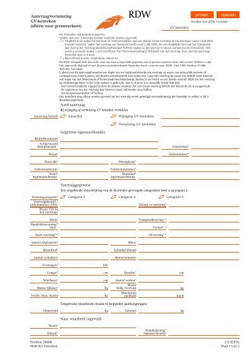 Aanvraag/vermissing GV-kenteken (alléén voor grensverkeer) - Rdw