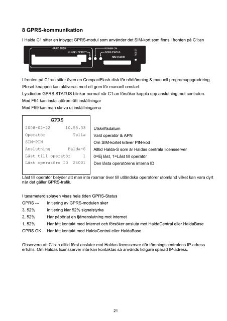 Halda M1 med C1 Förarhandbok