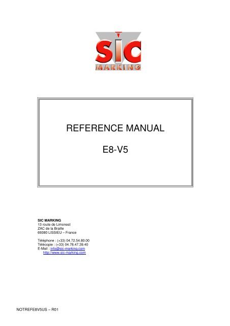 REFERENCE MANUAL E8-V5 - SIC-Venim s.r.o.