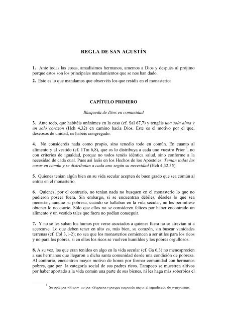 REGLA DE SAN AGUSTÍN - Provincia de España, Orden de San ...