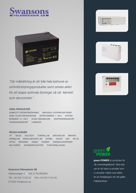 Batteri folder CT Leader - Swansons Telemekanik AB