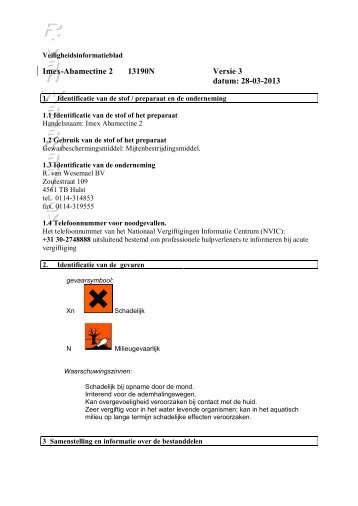 imex-abamectine-2 veiligheidsinformatieblad - R. van Wesemael BV
