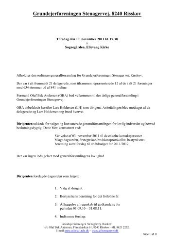 referat - Grundejerforeningen Stenagervej