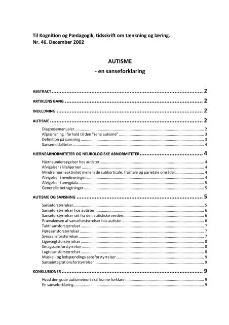 AUTISME - en sanseforklaring ABSTRACT ... - Om LIMBIS