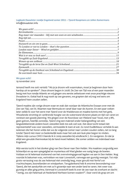 Logboek Dwaalster rondje Engeland zomer 2011 – Tjeerd ...