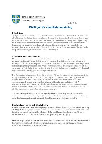 Riktlinjer för skolpliktsbevakning.pdf - Herrljunga kommun