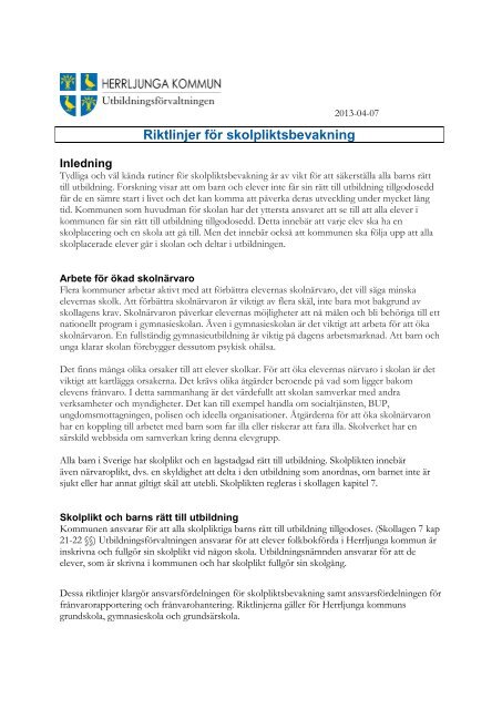 Riktlinjer för skolpliktsbevakning.pdf - Herrljunga kommun