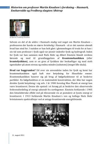 Historien om professor Martin Knudsen´s forskning ... - Nordfynsk.dk