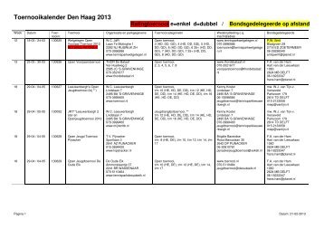 Toernooikalender Den Haag 2013