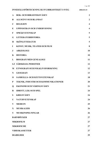 innehållsförteckning h/j på biblioteket i sveg a bok - Härjedalen