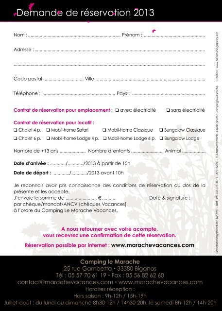 Brochure - CAMPING MARACHE VACANCES