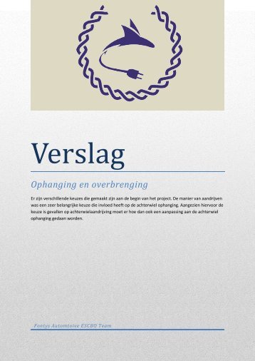 Ophanging en overbrenging - Fontys ESCBO