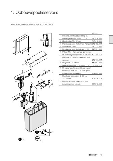 01 Opbouwspoelreservoirs onderdelen (10 blz.) - Geberit