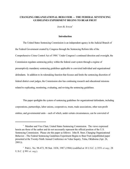 Member And Vice Chair United States Sentencing Commission
