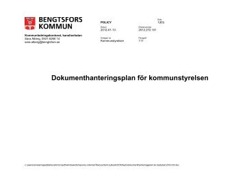 Dokumenthanteringsplan för kommunstyrelsen - Bengtsfors kommun