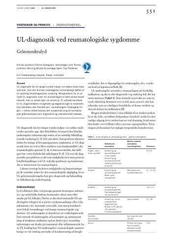 UL-diagnostik ved reumatologiske sygdomme - Ugeskrift for Læger