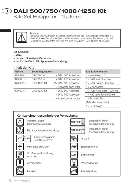 DALI 500 / 750 / 1000 / 1250 Kit - Bienvenue sur le site Fresenius ...