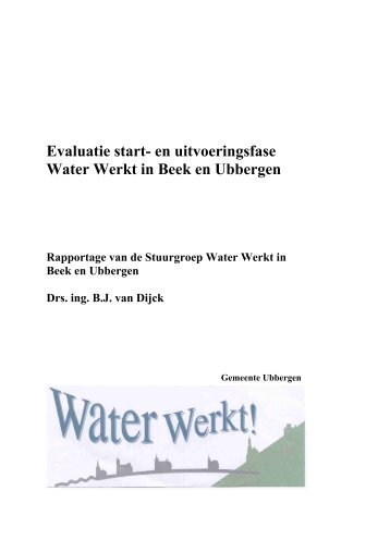 Evaluatie Water Werkt - Water Werkt in Beek