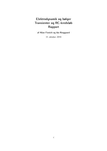 Elektrodynamik og bølger Transienter og RC-kredsløb ... - alfin.dk