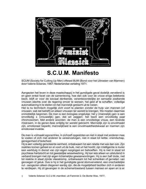 S.C.U.M. Manifesto - radicaal feminisme