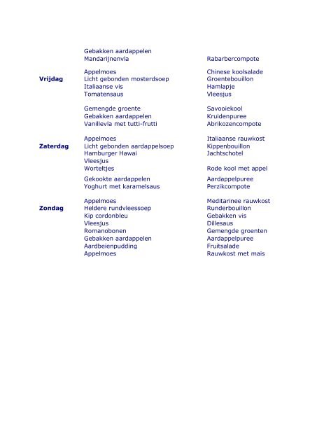 Weekmenu 't Reijgersbosch