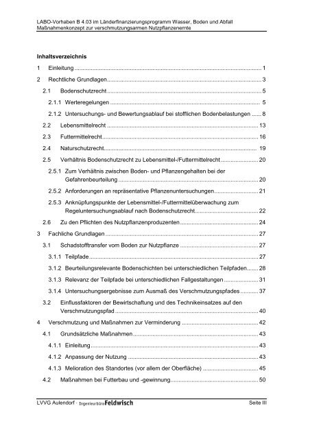 Maßnahmenkonzept zur verschmutzungsarmen Nutzpflanzenernte