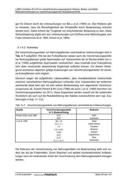 Maßnahmenkonzept zur verschmutzungsarmen Nutzpflanzenernte