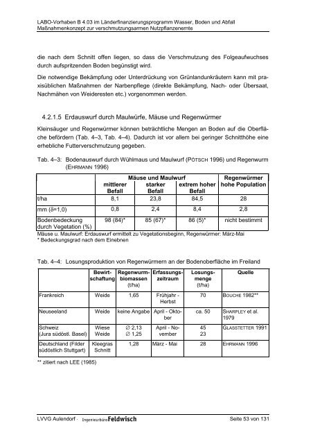 Maßnahmenkonzept zur verschmutzungsarmen Nutzpflanzenernte