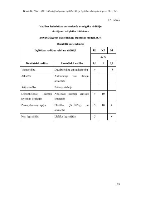 Ekoloģiskā pieeja izglītībā - Latvijas Lauksaimniecības universitāte