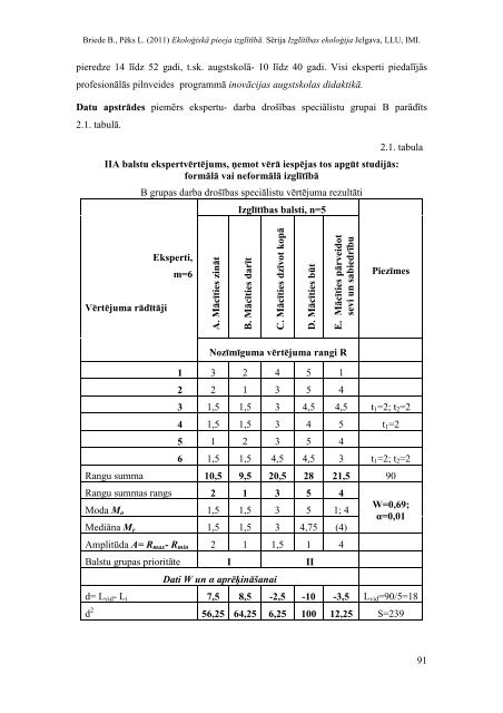 Ekoloģiskā pieeja izglītībā - Latvijas Lauksaimniecības universitāte